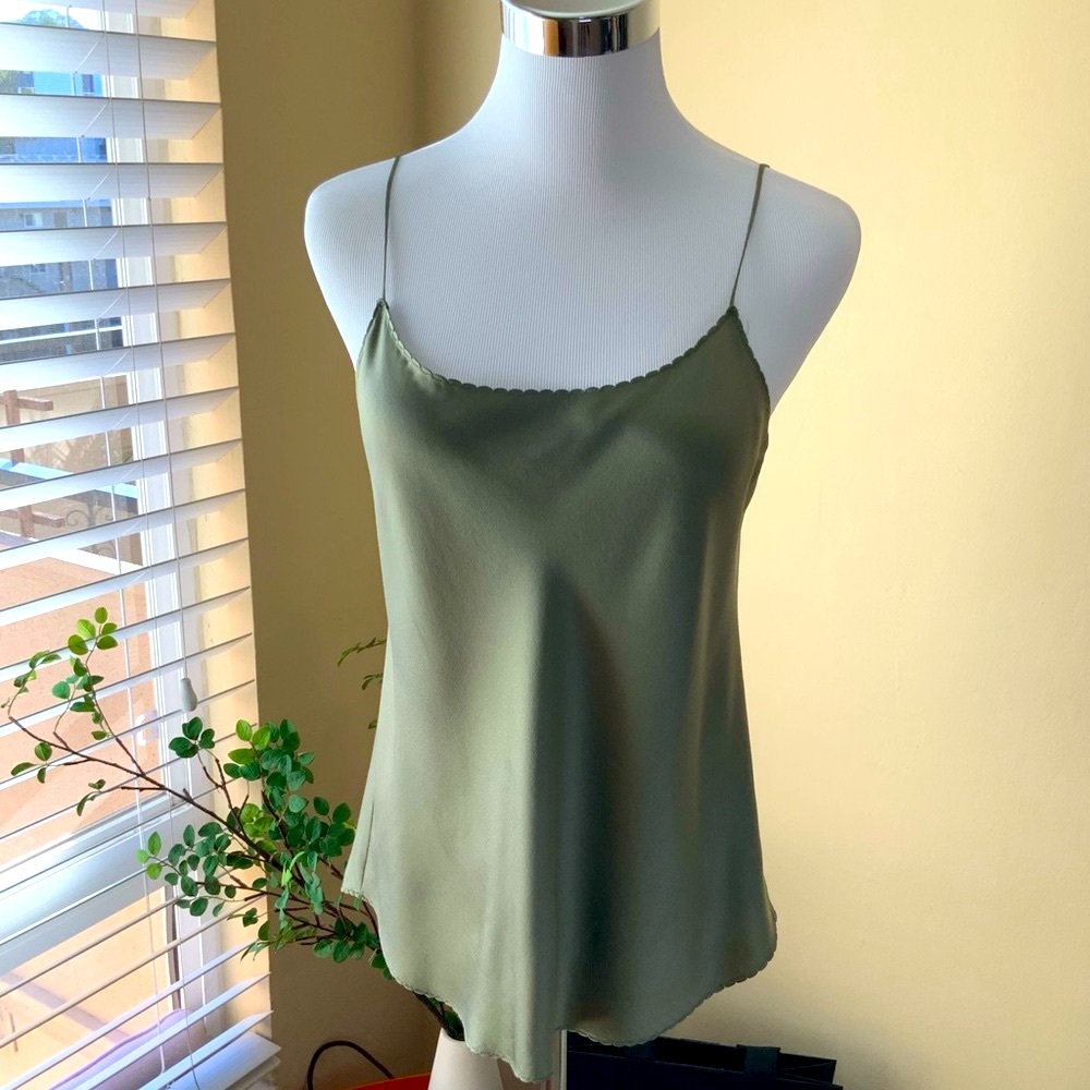 VINCE 100% Silk Olive Green Camisole Size S/P